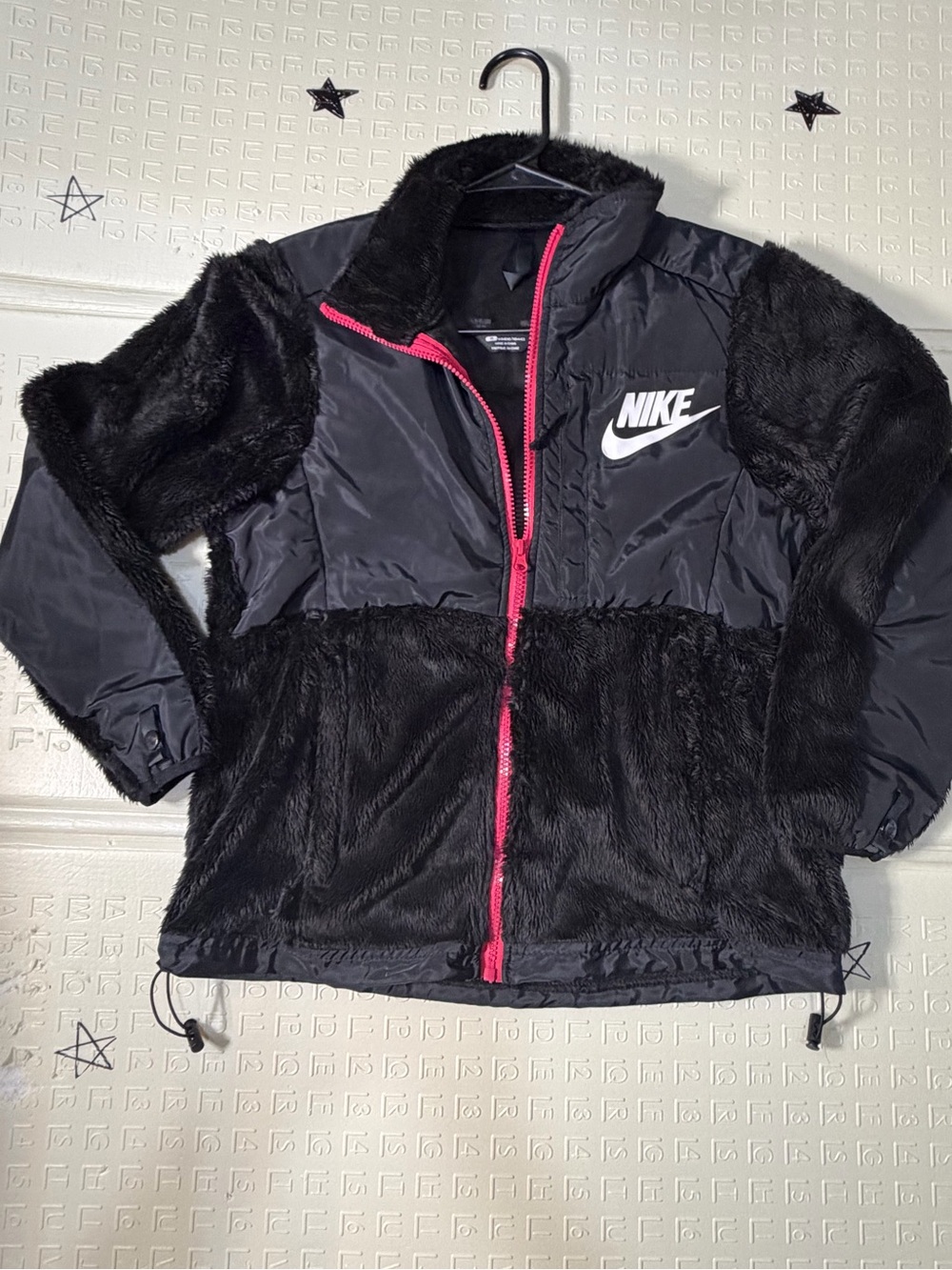 NikeBlack Fleece Zip Jacket with Pink Trim